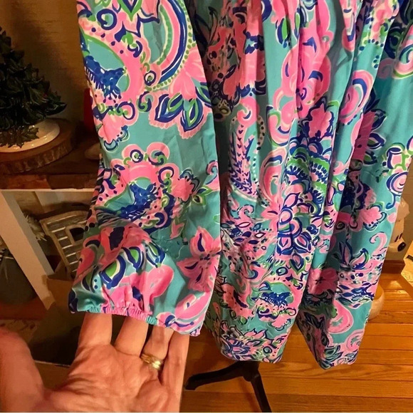 LILLY PULITZER Seana Dress UPF 50+ Blue Horizon Jungle Sunrise Woman’s Size XS - Picture 3 of 12